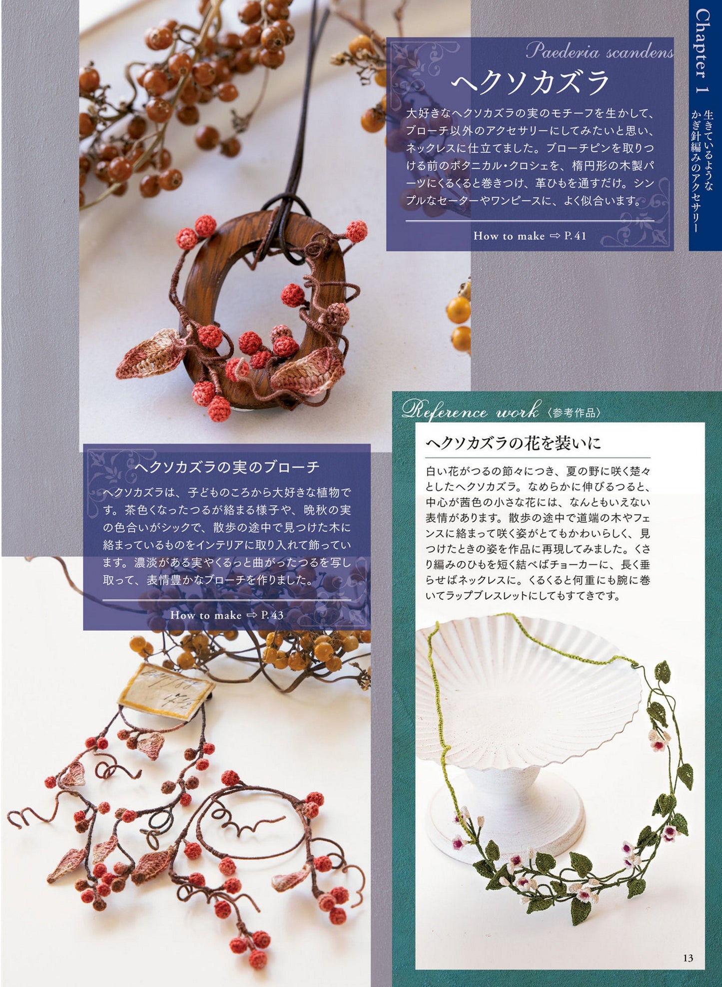 Small Flower Botanical Accessories Knitted with Embroidery Thread by Yuri Matsuo (2021)