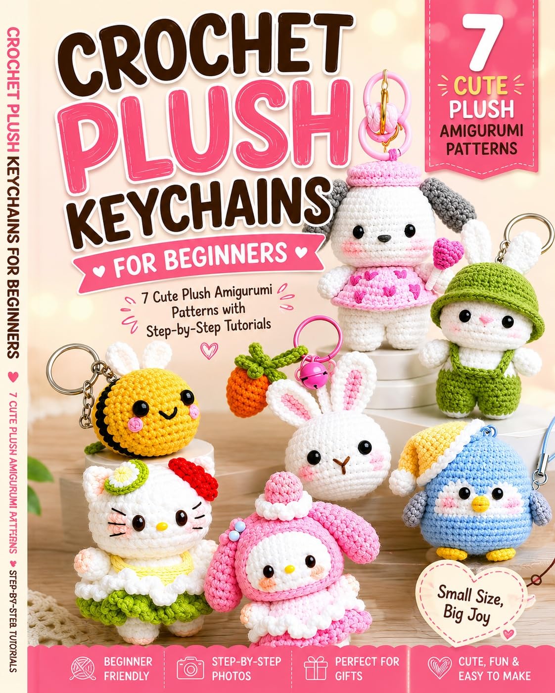 Crochet Plush Keychains for Beginners - 7 Cute Plush Amigurumi Patterns with Step-by-Step Tutorials (English Edition)