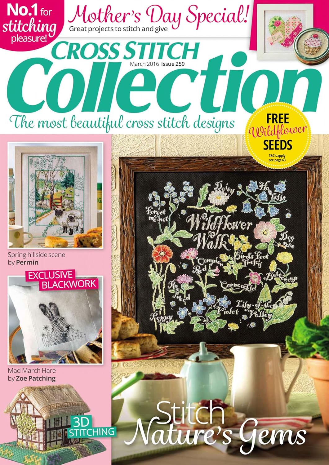 Cross Stitch Collection, Celebrate Nature’s Beauty with Floral Samplers, Spring Scenes, Seaside Views, and Whimsical Blackwork