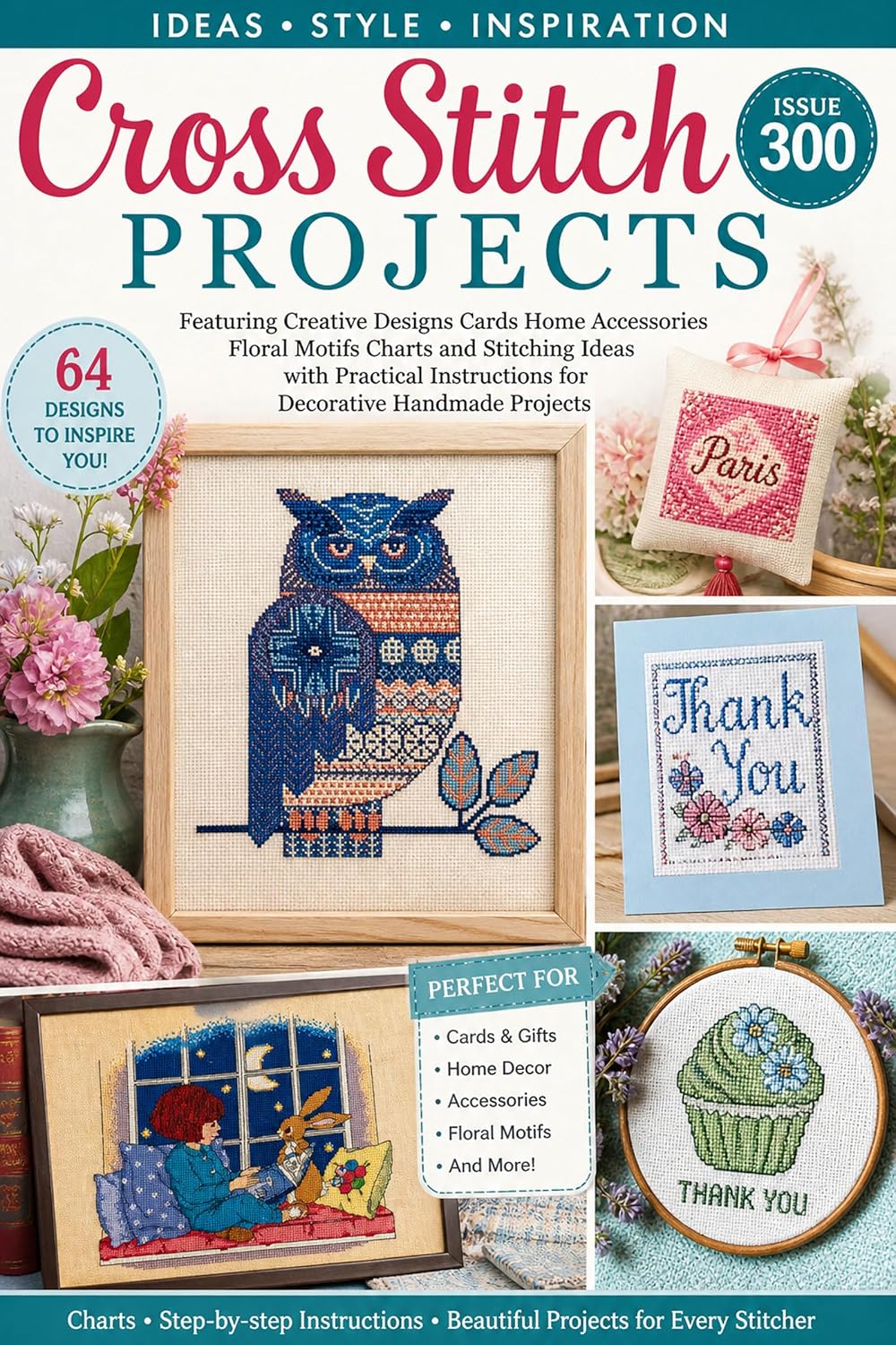 Cross Stitch Projects - Home Accessories, Floral Motifs Charts and Stitching Ideas