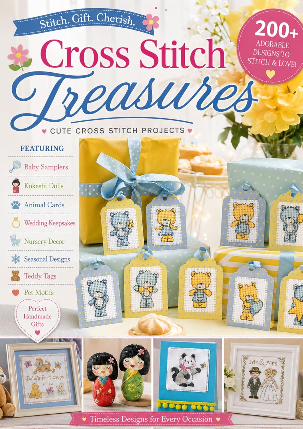 CrossStitch Treasures Cute Cross Stitch Projects - Baby Samplers, Kokeshi Dolls, Animal Cards