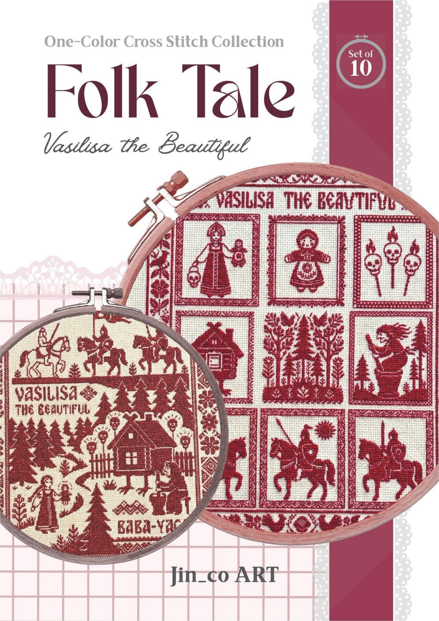 Folk Tale Series - Vasilisa the Beautiful -Set of 10-_ A One‑Color Cross‑Stitch Journey Through Slavic Folklore