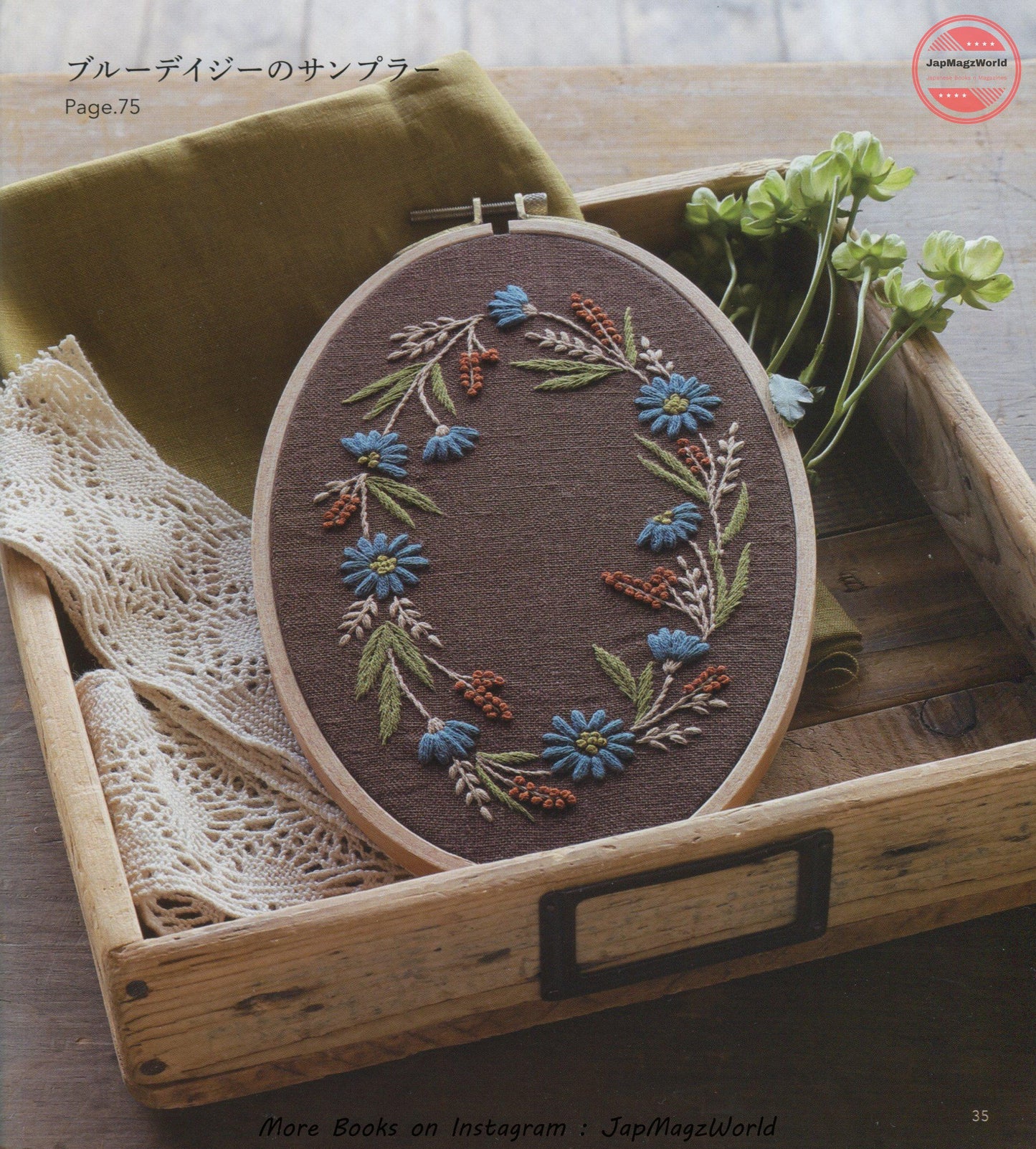 Grass Flowers Embroidery by Alice Maccabee