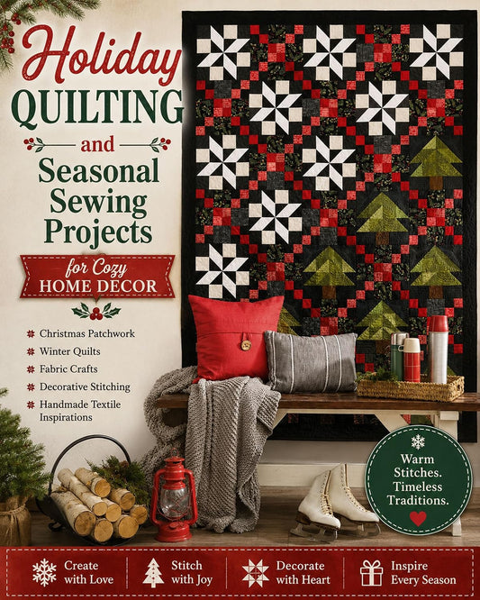 Holiday Quilting and Seasonal Sewing Projects for Cozy Home Decor - Christmas Patchwork Winter Quilts Fabric Crafts