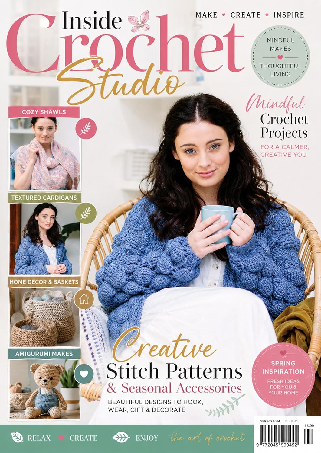Inside Crochet Studio - Mindful Crochet Projects Featuring Cozy Shawls. Textured Cardigans