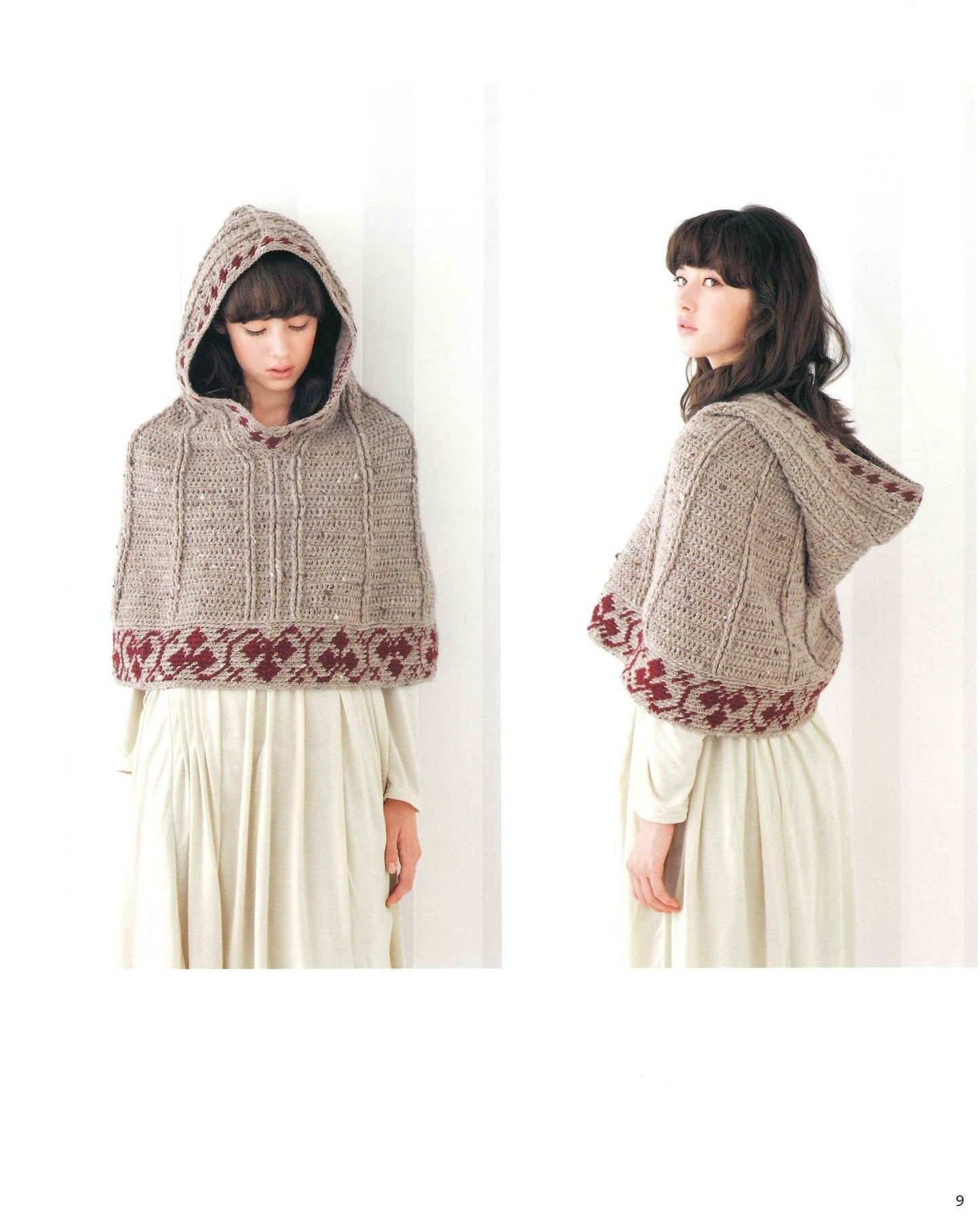 Hooded Poncho & Cape Knitted With a Crochet