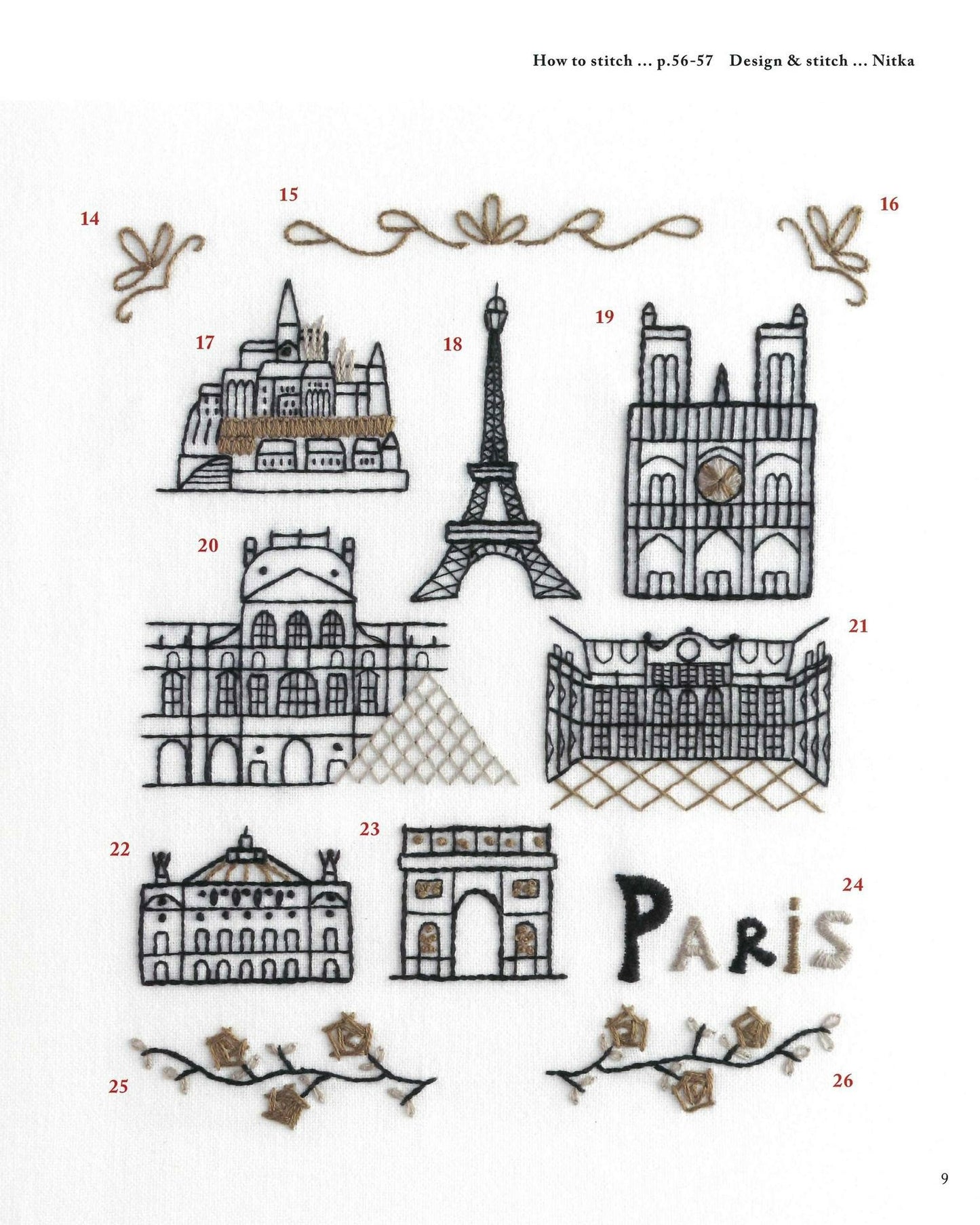 Easy Cute France Paris One-Point Embroidery 600