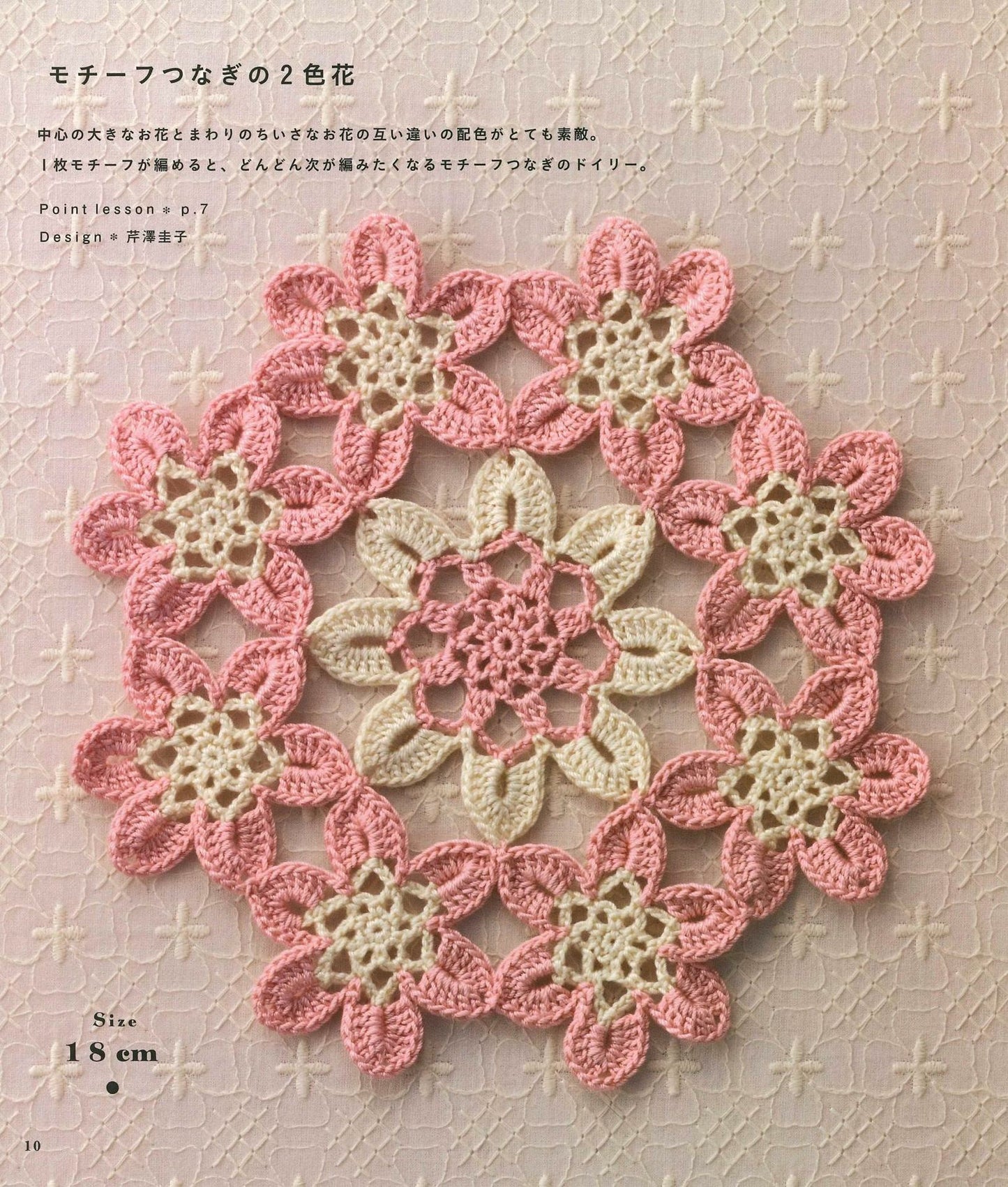 Cute Lace Knitting, A Small Doily in a Flower Garden