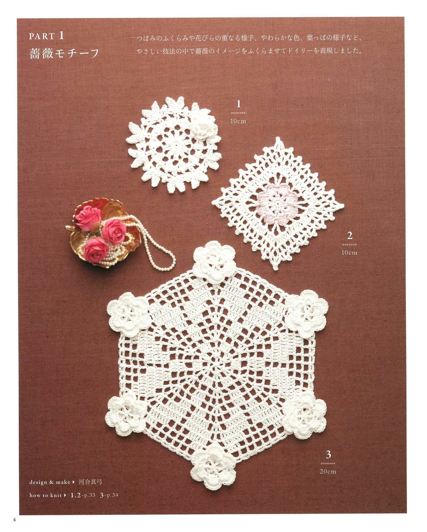 Select Collection Lace Doily Rose, Pineapply, Crystal of Snow