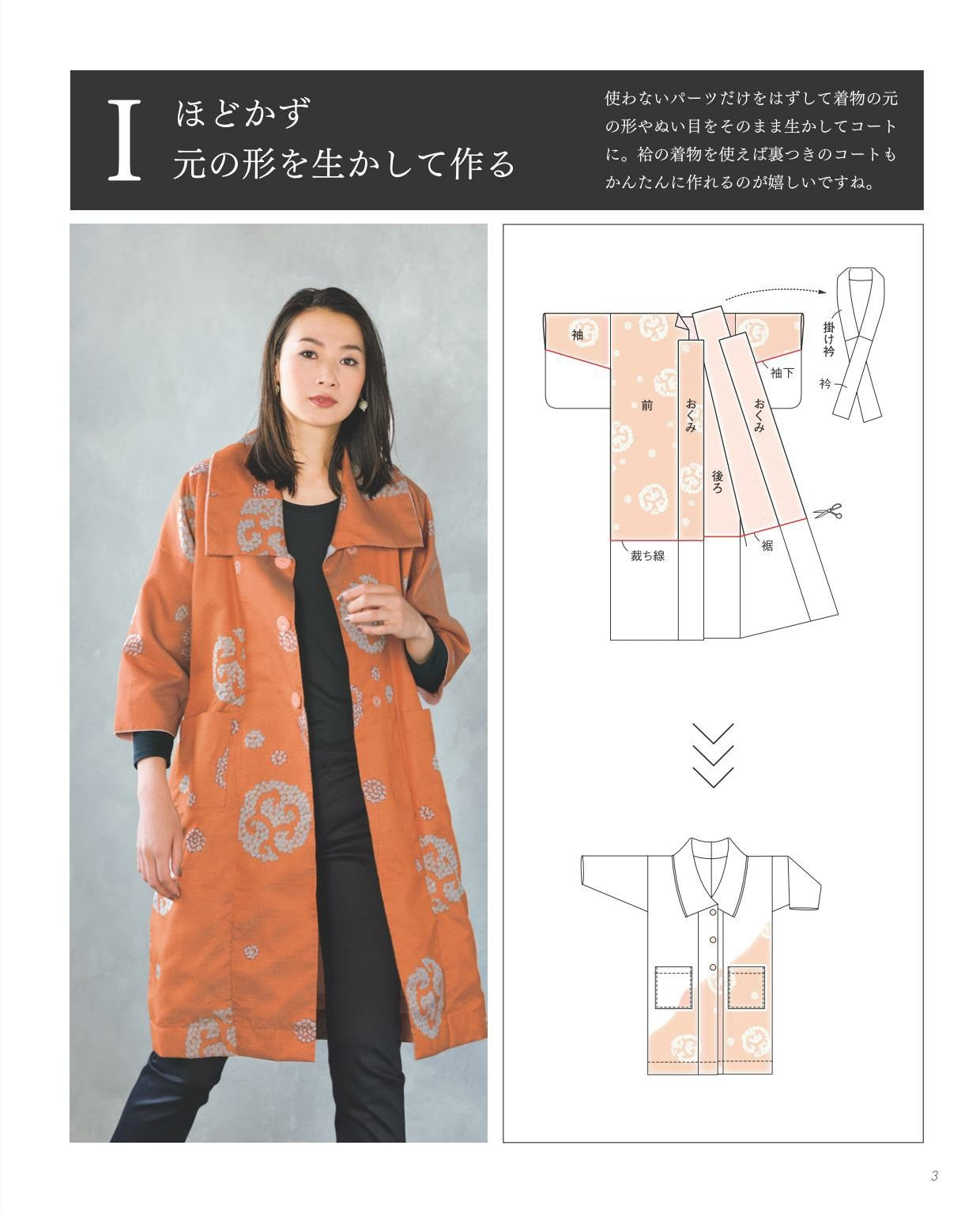 Fashionable by Hand Sewing! Remake a Kimono Into a Coat